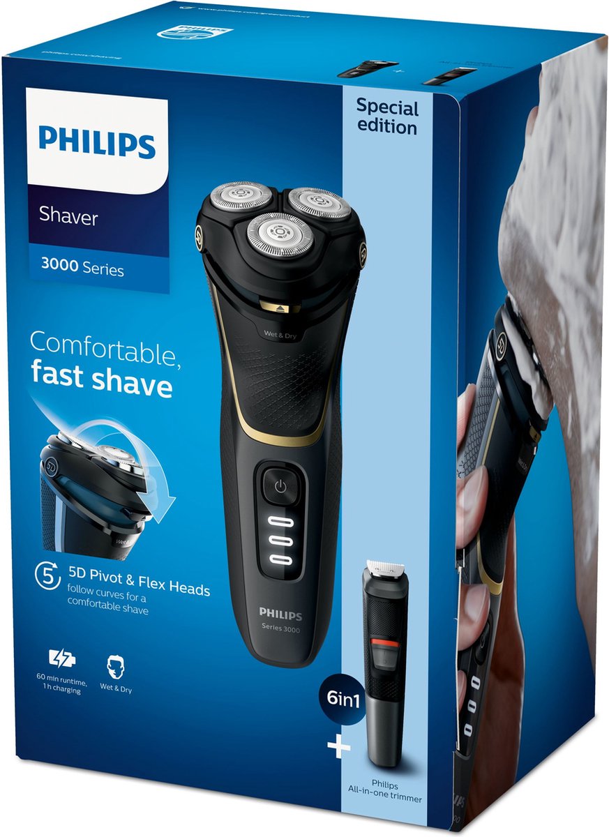 Philips SHAVER Series 3000 Rasoir électrique 100 % étanche, Series 3000 |  bol.com