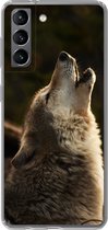 Geschikt voor Samsung Galaxy S21 hoesje - Wolf - Grijs - Dieren - Siliconen Telefoonhoesje