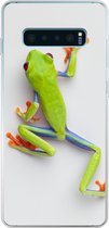 Geschikt voor Samsung Galaxy S10 Plus hoesje - Kikker - Dieren - Groen - Siliconen Telefoonhoesje