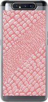 Geschikt voor Samsung Galaxy A80 hoesje - Krokodillenleer - Dierenprint - Roze - Siliconen Telefoonhoesje
