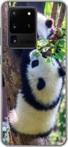 Geschikt voor Samsung Galaxy S20 Ultra hoesje - Panda's - Boom - Natuur - Siliconen Telefoonhoesje