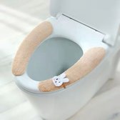 Gading Toiletbrilbekleding - 2 pack Zelfklevend Toiletbrilhoes - WC brilhoesje - beige konijn