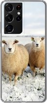 Geschikt voor Samsung Galaxy S21 Ultra hoesje - Groep nieuwsgierige schapen - Siliconen Telefoonhoesje