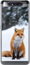 Geschikt voor Samsung Galaxy A80 hoesje - Vos - Sneeuw - Bos - Siliconen Telefoonhoesje