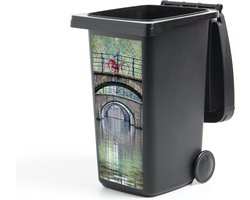 Container sticker Rode fietsen op de grachten van Amsterdam - 38x80 cm - Kliko sticker