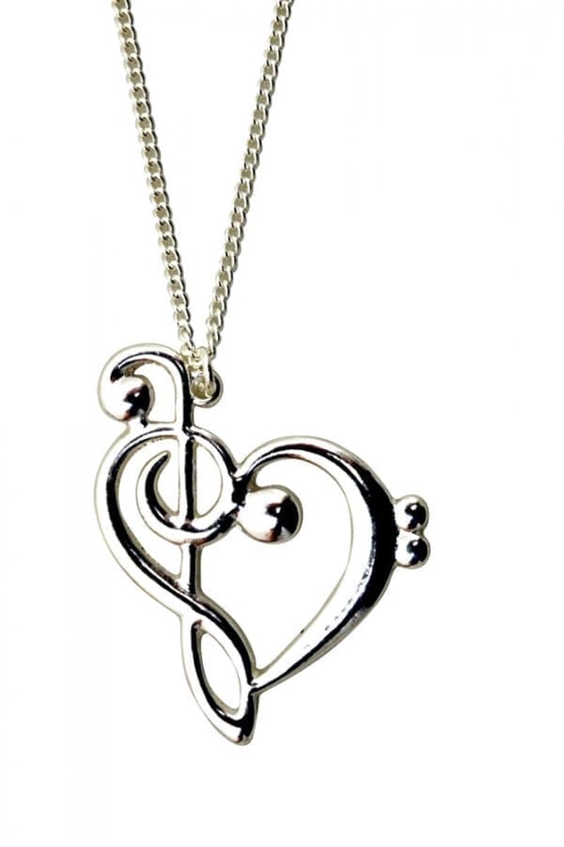 Halsketting hart met muzieksymbolen