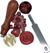 SET: Smeltlepel & Stempel voor het maken van Waxzegels & lakzegels - Hobbelpaard - Incl. 20 smeltblokjes rood