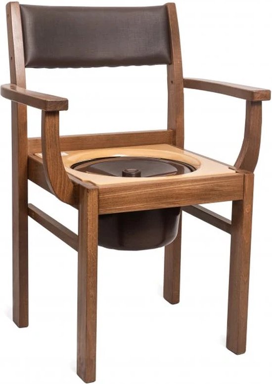 Iets Overgave Pelgrim Toiletstoel postoel hout donker. WC stoel | bol.com