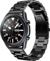 Stalen Smartwatch bandje - Geschikt voor  Samsung Galaxy Watch 3 stalen band 45mm - zwart - Strap-it Horlogeband / Polsband / Armband