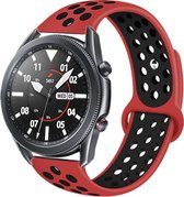 Siliconen Smartwatch bandje - Geschikt voor  Samsung Galaxy Watch 3 sport band 45mm - rood/zwart - Strap-it Horlogeband / Polsband / Armband