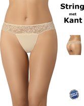 Teyli Dames String met Kant - Beige M