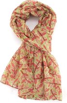 MGO Sjaal Leafy - Shawl gekleurde blaadjes print - Zomer omslagdoek - Stola - Mint Groen Rood