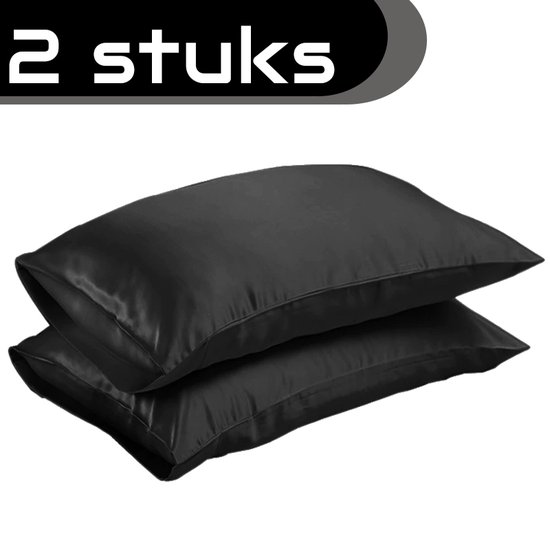 Communistisch beven Strak Satijnen kussensloop - 2 kussenslopen - Skin & Hair Pillow sleeve - zwart  60x70cm -... | bol.com