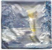 Kussenhoes 40x40 cm - een winters bos - Katoen / Polyester - Voor Binnen