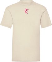 T-shirt pink velvet Open heart - Off white (M)
