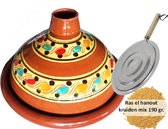 Marokkaanse authentieke aardewerk tajine 30 cm + Kruiden en vlamverdeler - cadeau pakket