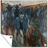 Tuinschilderij Workers Returning Home - Schilderij van Edvard Munch - 80x60 cm - Tuinposter - Tuindoek - Buitenposter