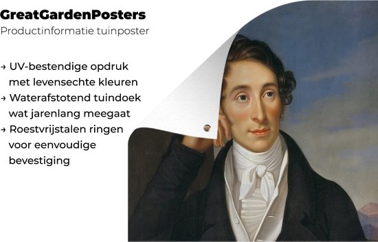 Tuinposter 120x160 cm - Tuindecoratie Portret van de componiste Carl Maria Von Weber- Schilderij van Caroline Bardua - Poster voor in de tuin - Buiten decoratie - Schutting tuinschilderij - Tuindoek muurdecoratie - Wanddecoratie balkondoek