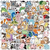 50x Super Schattige Dierenstickers - Kinderstickers - Getekende dieren voor op de fiets, beker, laptop, schoolspullen, kamer, etc - School - Kinderen - Stickers - Plakken - Stikker