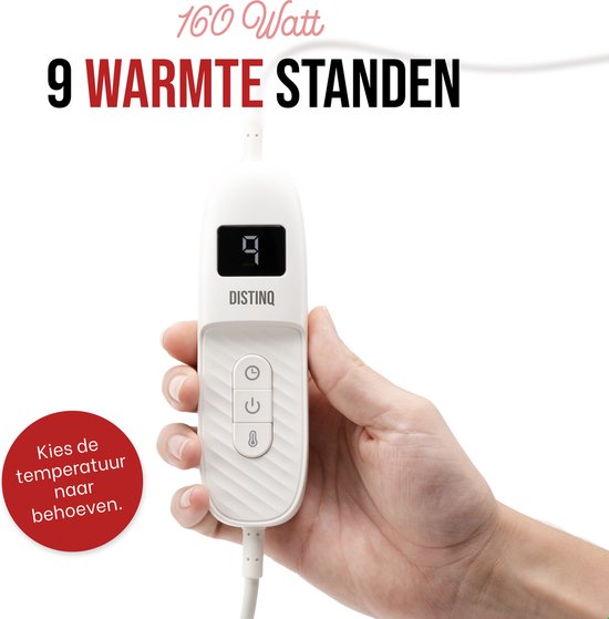 DistinQ Elektrische Bovendeken 160x120 cm - Warmtedeken 160Watt - Omslagdeken Automatische Uitschakeling - Oververhittingsbescherming - 9 Standen - Donker Grijs - Energiezuinig