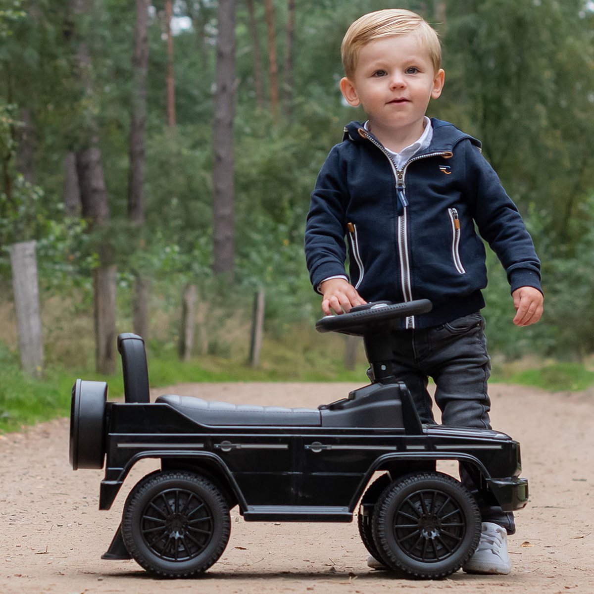 Bandits & Angels Loopauto Mercedes Benz G350D Zwart vanaf 1 jaar voor Jongens en Meisjes - Stimuleert Motorische Vaardigheden - Loopwagen 24 cm - Zwarte Loop Auto — afbeelding 11