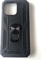 Hoogwaardige Stevige anti shock Magnetische ring back cover case - Geschikt voor iPhone 13 Pro Max - Schokbestendig TPU met stand - Zwart (Past Alleen 13 Pro Max)