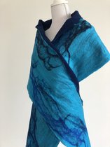 Handgemaakte, gevilte brede sjaal van 100% merinowol - Alle kleuren - 202 x 32 cm. Stijl open gevilt.