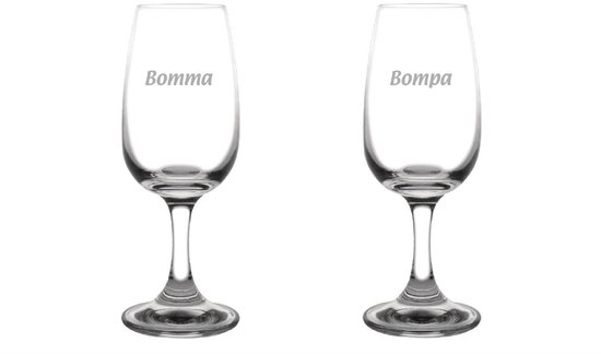 Foto: Gegraveerde portglas 12cl bomma bompa