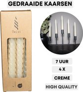 Gedraaide Kaarsen | Twisted Candle | Creme / Wit | Swirl / Curly Candle | 4 stuks | Cadeau / geschenk onder 20 euro
