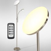 LifeGoods Vloerlamp - Industrieel - 181cm - LED - Dimbaar en Kantelbaar - met Afstandsbediening - Zilver