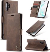CaseMe Retro Wallet Slim Samsung Note 20 Ultra hoesje bruin - Flipcover - magnetische sluiting - 2 kaarthouders en een vak voor briefgeld