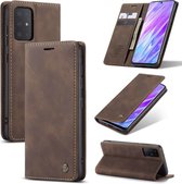 CaseMe Retro Wallet Slim Samsung S20 Ultra hoesje bruin - Flipcover - magnetische sluiting - 2 kaarthouders en een vak voor briefgeld