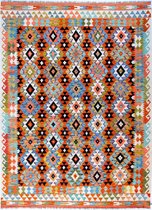Afghaanse kelim - vloerkleed - 206 x 293 cm - handgeweven - 100% wol - handgesponnen wol