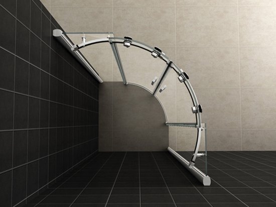 Cabine de douche Bally Bold Double porte coulissante quart de rond avec profil Chrome 90x90x200cm Verre de sécurité anti-calcaire 8mm avec revêtement NANO