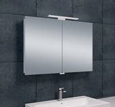 Bally Luxe Spiegelkast 90x60x14cm Met LED Verlichting Stopcontact Binnen en Buiten Spiegel Glazen Planken Aluminium