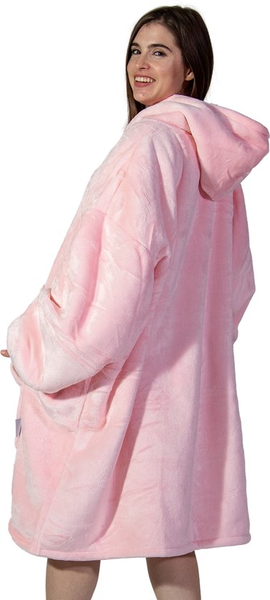 Comfies® Draagbare Deken - Hoodie Blanket huggle - Oversized - Oodie - Fleece Sherpa - Hoge kwaliteit- Plaid cozy snuggie - Licht Roze