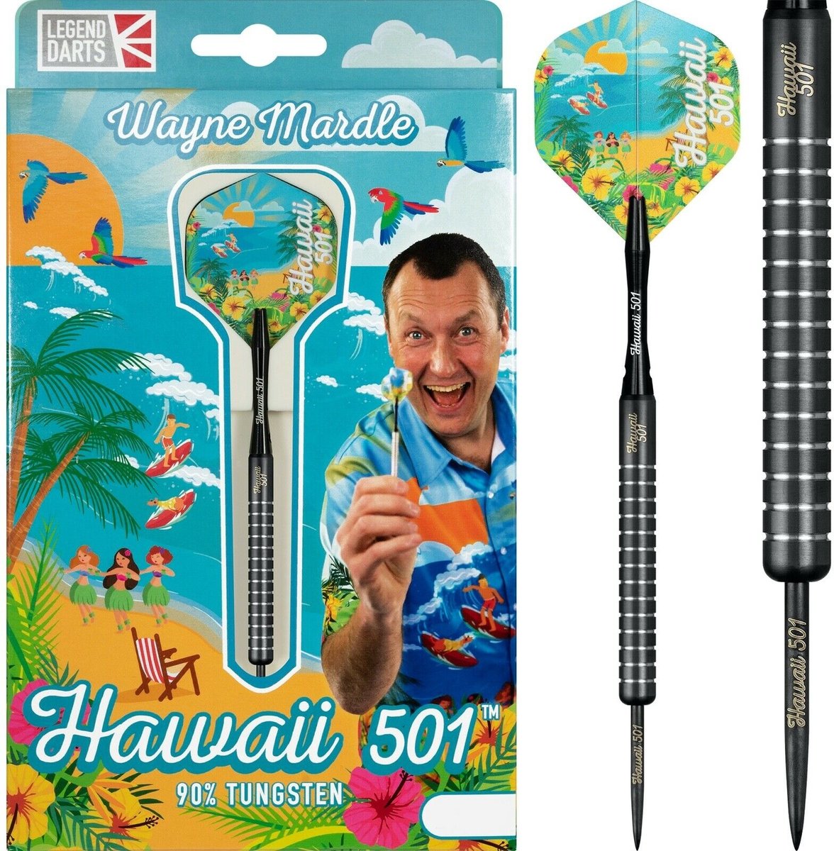 Wayne Mardle Hawaii 501 90% Black - Dartpijlen - 22 Gram
