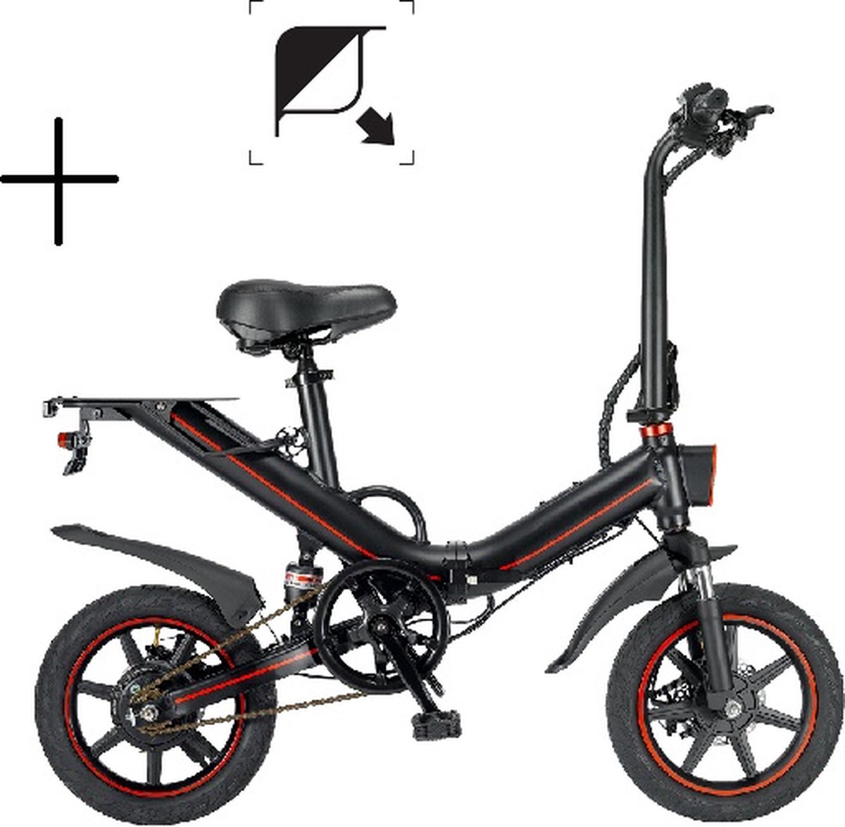 Ouxi V5 | elektrische vouwfiets | V-vorm | zwart met rood | elektrische fiets | opvouwbaar | 400W | snelheid 35 km/h | actieradius 50/60 km