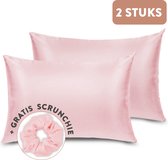 STFF & Co® Satijnen Kussensloop – 2 Stuks – Anti Age Silk – Zijden Zacht – Satijn Haarverzorging – Krullend Haar Producten – Huidverzorging – Curly Girl Producten – 60x70 cm – Roze