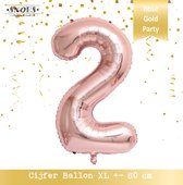 Cijfer Ballon 2 Jaar * Hoera 2 Jaar Snoes * 80 cm Verjaardag Nummer Ballon * Snoes * Verjaardag Versiering * Kinderfeestje * Rose Gold * Rose Goud * Nummer Ballon 2