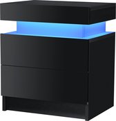 Type1 Zwart Moderne RGB LED Nachtkastje met 2 Laden Organizer Opbergkast Nachtkastje Thuis Slaapkamer Meubels Nachtkastjes voor Nacht