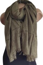 Lange Dunne Dames Sjaal - Olijfgroen - Effen - 210 x 75cm