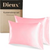 Dieux® - Luxe Satijnen Kussensloop - Roze - Kussenslopen 60 x 70 cm - set van 2 - Kussensloop Satijn - Anti allergeen - Huidverzorging - Haarverzorging - Beauty Pillow - Kussenhoes