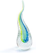 Beeld  - glasobject krul - Boheems kristal  - groen/blauw - Murano glas  -  H30cm