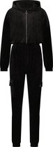 Hunkemöller Dames Nachtmode Jumpsuit Hoodie Velours  - Zwart - maat XS