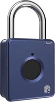 TechU™ Slim Hangslot Vingerafdruk – Blauw – IP67 Waterdichte Vingerscan – Oplaadbaar – Fitness Locker, Koffer, Kluisje en meer