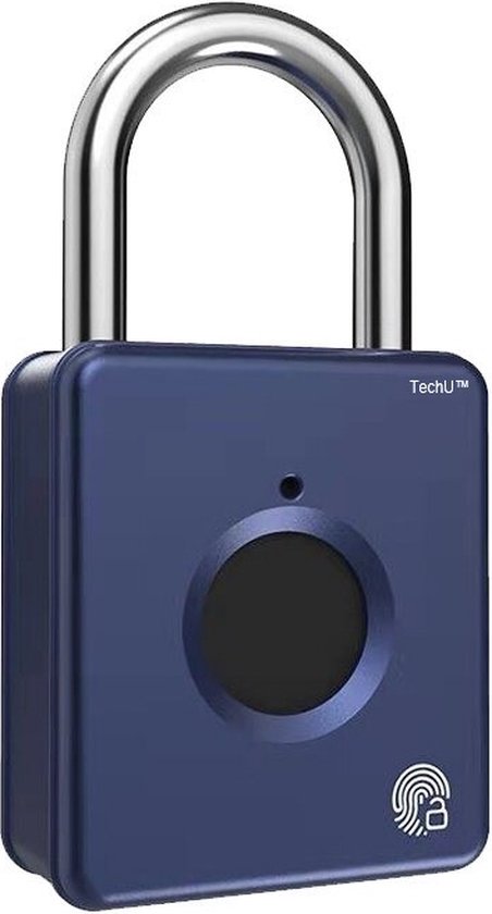 TechU™ Slim Hangslot Vingerafdruk – Blauw – IP67 Waterdichte Vingerscan –  Oplaadbaar –... | bol.com