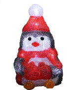 Deuba Kerstfiguur Pinguïn - Led Acryl 18cm Binnen Buiten – Wit Licht