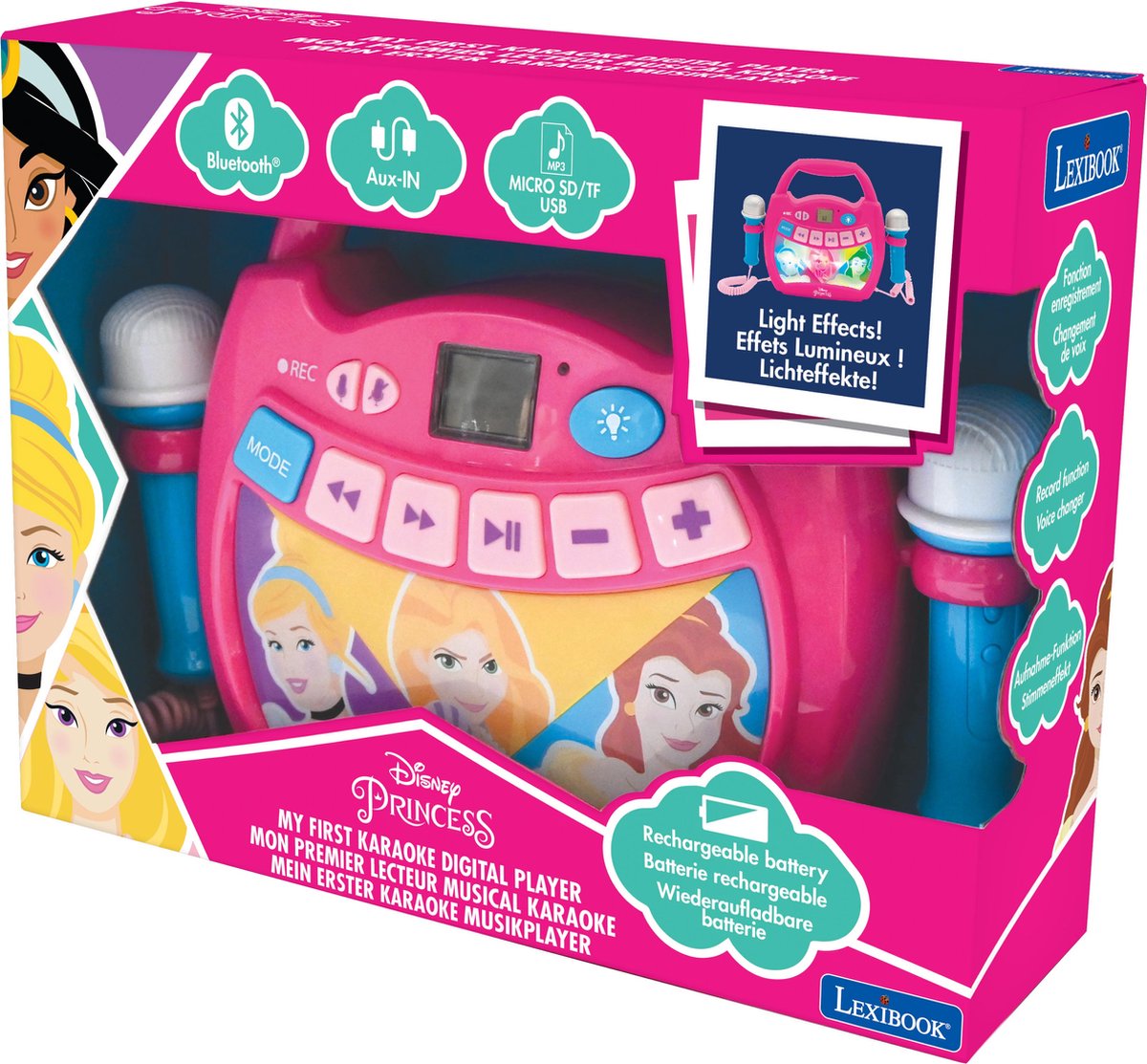 Disney prinses Bluetooth Luidspreker met Verlichting en Microfoons en oplaadbare batterij inbegrepen