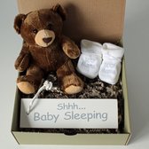 Minibox bruine beer - cadeau baby - cadeau zwangerschap - babyshower